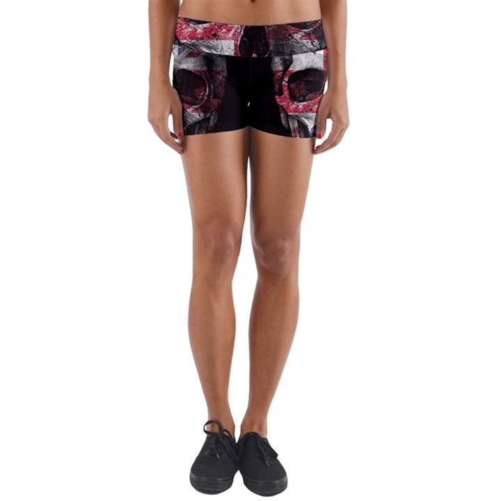 UK flag skull Yoga Shorts