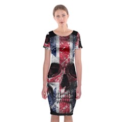 Uk Flag Skull Classic Short Sleeve Midi Dress by Valentinaart