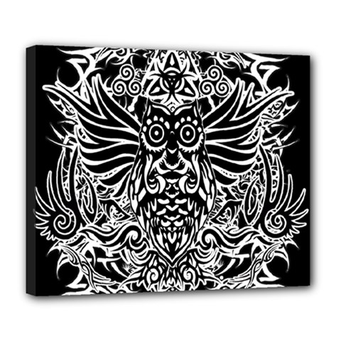 Tattoo Tribal Owl Deluxe Canvas 24  X 20  