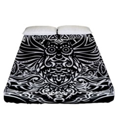 Tattoo Tribal Owl Fitted Sheet (california King Size) by Valentinaart