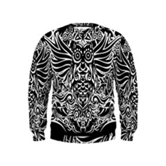 Tattoo Tribal Owl Kids  Sweatshirt by Valentinaart