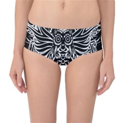 Tattoo Tribal Owl Mid-waist Bikini Bottoms by Valentinaart