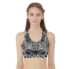 Tattoo Tribal Owl Sports Bra With Border by Valentinaart