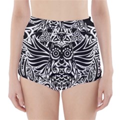 Tattoo Tribal Owl High-waisted Bikini Bottoms by Valentinaart