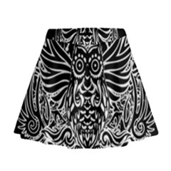 Tattoo Tribal Owl Mini Flare Skirt by Valentinaart