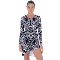 Tattoo Tribal Owl Asymmetric Cut-out Shift Dress by Valentinaart