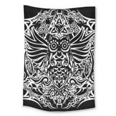 Tattoo Tribal Owl Large Tapestry by Valentinaart