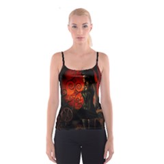 Steampunk, Wonderful Steampunk Lady In The Night Spaghetti Strap Top by FantasyWorld7