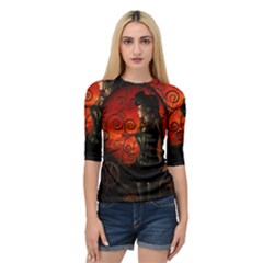 Steampunk, Wonderful Steampunk Lady In The Night Quarter Sleeve Tee