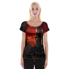 Steampunk, Wonderful Steampunk Lady In The Night Cap Sleeve Tops by FantasyWorld7