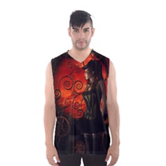 Steampunk, Wonderful Steampunk Lady In The Night Men s Basketball Tank Top by FantasyWorld7