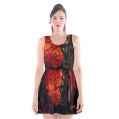 Steampunk, Wonderful Steampunk Lady In The Night Scoop Neck Skater Dress