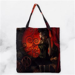 Steampunk, Wonderful Steampunk Lady In The Night Grocery Tote Bag