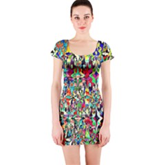 Psychedelic Background Short Sleeve Bodycon Dress by Colorfulart23