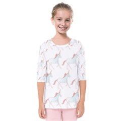 Unicorn Pattern Kids  Quarter Sleeve Raglan Tee