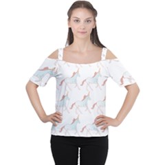 Unicorn Pattern Cutout Shoulder Tee