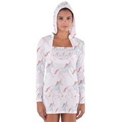 Unicorn Pattern Long Sleeve Hooded T-shirt