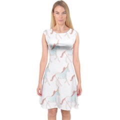 Unicorn Pattern Capsleeve Midi Dress