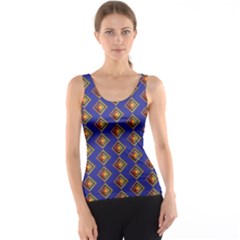 Blue Geometric Losangle Pattern Tank Top by paulaoliveiradesign