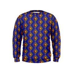 Blue Geometric Losangle Pattern Kids  Sweatshirt by paulaoliveiradesign