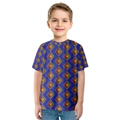 Blue Geometric Losangle Pattern Kids  Sport Mesh Tee