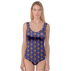 Blue Geometric Losangle Pattern Princess Tank Leotard  by paulaoliveiradesign