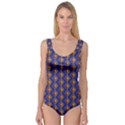 Blue Geometric Losangle Pattern Princess Tank Leotard  View1