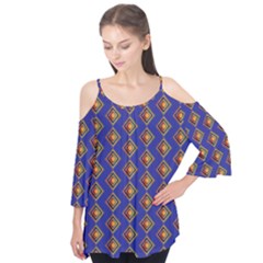 Blue Geometric Losangle Pattern Flutter Tees