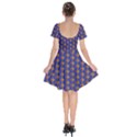 Blue Geometric Losangle Pattern Short Sleeve Bardot Dress View2