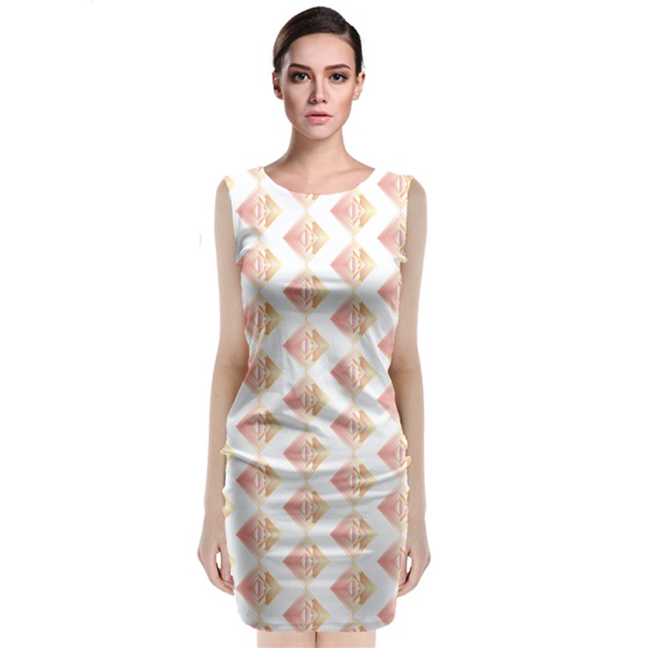 Geometric Losangle Pattern Rosy Classic Sleeveless Midi Dress