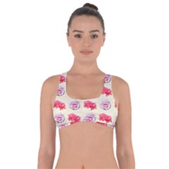 Yellow Floral Roses Pattern Got No Strings Sports Bra