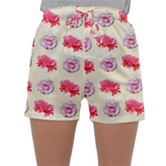 Yellow Floral Roses Pattern Sleepwear Shorts