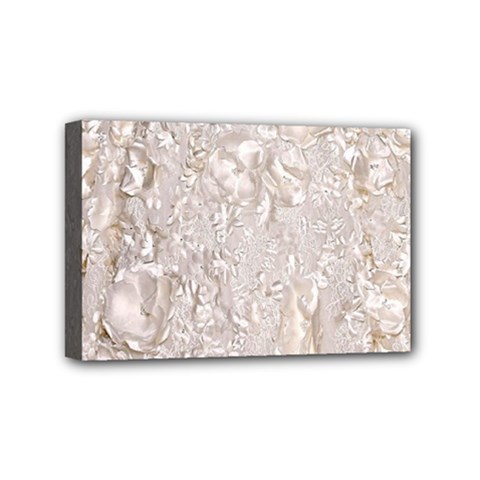 Off White Lace Pattern Mini Canvas 6  X 4  by paulaoliveiradesign