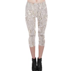 Off White Lace Pattern Capri Leggings  by paulaoliveiradesign