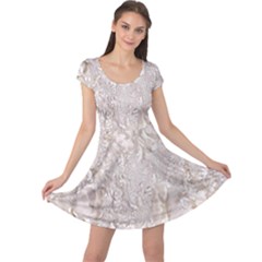 Off White Lace Pattern Cap Sleeve Dresses