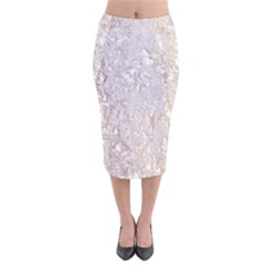 Off White Lace Pattern Velvet Midi Pencil Skirt