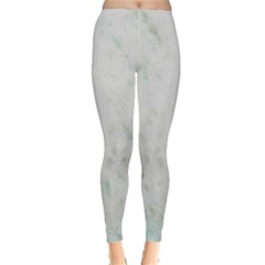 Greenish Marble Texture Pattern Leggings  by paulaoliveiradesign