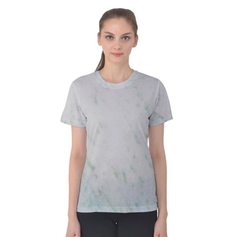 Greenish Marble Texture Pattern Women s Cotton Tee by paulaoliveiradesign