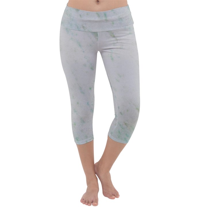 Greenish Marble Texture Pattern Capri Yoga Leggings