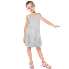 Greenish Marble Texture Pattern Kids  Sleeveless Dress by paulaoliveiradesign