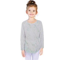 Greenish Marble Texture Pattern Kids  Long Sleeve Tee