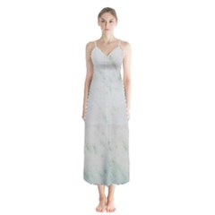 Greenish Marble Texture Pattern Button Up Chiffon Maxi Dress by paulaoliveiradesign