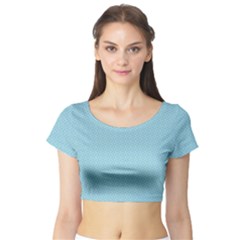 Blue Pattern Short Sleeve Crop Top (tight Fit)