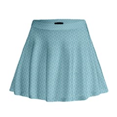 Blue Pattern Mini Flare Skirt