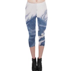 Blue Chinese Dragon Capri Leggings  by paulaoliveiradesign