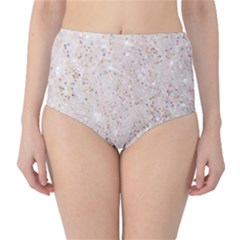 White Sparkle Glitter Pattern High-waist Bikini Bottoms