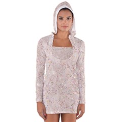 White Sparkle Glitter Pattern Long Sleeve Hooded T-shirt