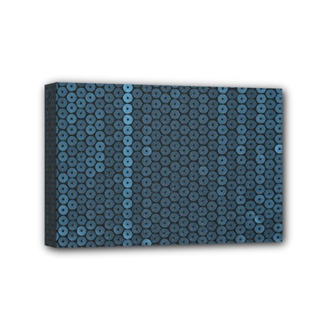 Blue Sparkly Sequin Texture Mini Canvas 6  X 4  by paulaoliveiradesign