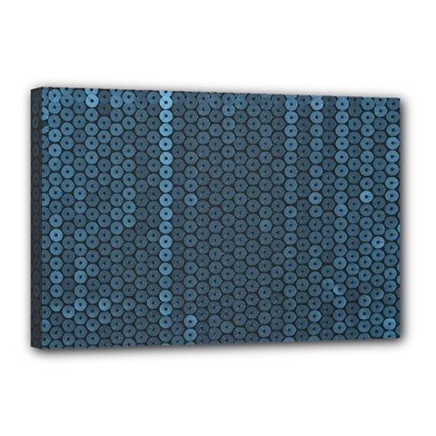 Blue Sparkly Sequin Texture Canvas 18  X 12  by paulaoliveiradesign