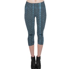 Blue Sparkly Sequin Texture Capri Leggings  by paulaoliveiradesign